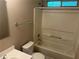 Cozy bathroom with shower-tub combo, standard toilet and vanity with sink basin at 4963 Windsor Downs Ln, Decatur, GA 30035