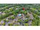 A scenic aerial view of townhomes with community pool nestled among lush green trees at 4 Mount Vernon Cir, Atlanta, GA 30338