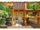 Cozy outdoor patio area with pergola, comfortable seating, and lush greenery for relaxing and entertaining at 221 Creekside Pass Pass, Canton, GA 30114