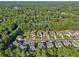 An aerial perspective of a neighborhood featuring lovely homes nestled within a dense forest setting at 2909 Everson Ridge Ct, Snellville, GA 30039