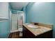 Bathroom with walk in shower, granite countertop, and modern features at 3294 Francine Dr, Decatur, GA 30033