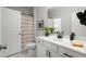 Modern bathroom with a sleek vanity, white countertop, and stylish fixtures at 124 Calder Dr, Alpharetta, GA 30009