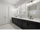 Elegant bathroom with double vanity, sleek countertops, and modern fixtures at 124 Calder Dr, Alpharetta, GA 30009