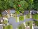 Overhead view of a well-maintained neighborhood with lush greenery and mature trees surrounding the homes at 10795 Glenbarr Dr, Johns Creek, GA 30097