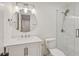 This newly remodeled bathroom has bright fixtures, including an updated sink and glass door shower at 1245 S Ponce De Leon Ne Ave # 13, Atlanta, GA 30306