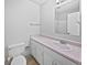 Bathroom features a white vanity, toilet, and a mirror with lighting above the sink at 1175 Church St # B, Decatur, GA 30030