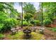 Private backyard oasis with a fire pit, seating, and beautiful landscaping for relaxation and entertainment at 2314 Tall Timbers Ln, Marietta, GA 30066