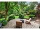 Landscaped backyard patio with comfortable outdoor seating and lush greenery at 2314 Tall Timbers Ln, Marietta, GA 30066