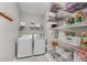 Pantry with modern washer/dryer and ample shelving at 8108 Greens Mill Way, Loganville, GA 30052