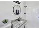 Bathroom with a black modern sink and fixtures and a glass-enclosed shower at 5774 Forest Dr, Acworth, GA 30102
