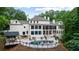 Backyard exterior with a pool, an outdoor kitchen, a patio, and lush landscaping, ideal for entertaining at 1430 N Harris Rdg, Atlanta, GA 30327