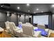 Luxury home theater featuring reclining seats, a large projector screen, and custom lighting for an immersive experience at 1430 N Harris Rdg, Atlanta, GA 30327