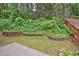 Landscaped backyard featuring retaining walls, lush greenery, and privacy fencing at 2366 Proctor Creek Enclave, Acworth, GA 30101