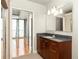 Bathroom with vanity and view to the balcony at 44 Peachtree Ne Pl # 1824, Atlanta, GA 30309