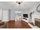 Spacious living room with hardwood floors and a view to the front yard at 1625 Clark Lake Nw Dr, Acworth, GA 30102