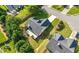 Aerial view of a suburban home with a spacious backyard, patio, and well-kept landscaping at 3313 Harmon Ridge Ct, Buford, GA 30519