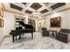 Cozy living room with marble floors, trey ceiling, and a grand piano at 390 Hembree Rd, Roswell, GA 30075