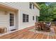 Spacious backyard deck with a dining set, perfect for outdoor entertaining at 125 Winter Valley Ct, Fayetteville, GA 30215