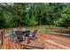 Relaxing backyard deck with comfortable seating and a fire pit, surrounded by a lush green landscape at 125 Winter Valley Ct, Fayetteville, GA 30215