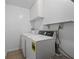 Bright laundry room with washer, dryer, storage cabinets and shelving at 125 Winter Valley Ct, Fayetteville, GA 30215