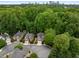 Picturesque aerial view of brick homes surrounded by lush trees with a city skyline in the distance at 1143 Brookhaven North Cir, Brookhaven, GA 30319