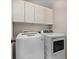 Bright laundry room features a modern white washer and dryer along with lots of cabinet space for storage at 1143 Brookhaven North Cir, Brookhaven, GA 30319