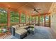 Relaxing screened porch with comfortable seating and a peaceful view of the surrounding trees at 2145 Kensington Sw Ct, Marietta, GA 30064