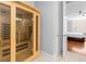 A stunning wooden sauna adjacent to the primary bedroom enhances the home's spa-like feel at 3280 Stillhouse Se Ln # 410, Atlanta, GA 30339
