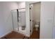 Bathroom with shower, toilet, and tile flooring at 3230 Cyrus Creek Dr, Kennesaw, GA 30152
