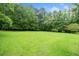 Large green grassy lot surrounded by a dense treeline, offering privacy and a natural landscape at 2095 Gherry Dr, Austell, GA 30106