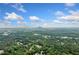 Scenic aerial view of expansive green landscape with city skyline in the distance under a partly cloudy sky at 2578 Morgan Lake Ne Dr, Marietta, GA 30066