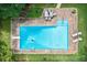 Aerial view of the home's swimming pool, patio, landscaping, and outdoor amenities at 2578 Morgan Lake Ne Dr, Marietta, GA 30066