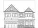 Detailed black and white architectural drawing of a two-story home with a garage at 202 Dawson Dr, Woodstock, GA 30188