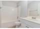 Functional bathroom featuring a tub/shower combo and a single sink at 2175 Golden Valley Dr, Lawrenceville, GA 30043