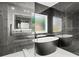 Contemporary bathroom featuring a soaking tub and luxurious glass shower at 859 N Bay Overlook, Villa Rica, GA 30180