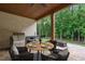 Covered outdoor kitchen with grill, sink, dining table, and seating area at 859 N Bay Overlook, Villa Rica, GA 30180