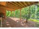 View of the covered patio area with direct access to the wooded backyard at 6360 Lakeview Ter, Douglasville, GA 30135