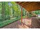 The lower patio has a wood ceiling and overlooks a landscaped backyard at 6360 Lakeview Ter, Douglasville, GA 30135