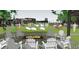 Rendering showing a fire pit and outdoor seating in a community green space with retail shops at 520 Sawnee Village Blvd # D58, Cumming, GA 30040