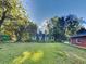 Lush backyard with mature trees offers privacy and space for outdoor enjoyment near the red-brick home at 7054 Chappell Cir, Atlanta, GA 30360