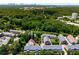 Aerial view of a neighborhood featuring mature trees and well-maintained townhomes at 623 Brennan Dr, Decatur, GA 30033