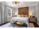 Main bedroom featuring a decorative wood headboard and stylish decor at 623 Brennan Dr, Decatur, GA 30033