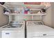 Laundry room featuring a modern washer and dryer and shelving at 3444 Washington Way, Atlanta, GA 30340
