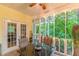 Relaxing screened porch with double doors, great for quiet evenings outdoors at 5767 Wembley Dr, Douglasville, GA 30135
