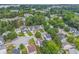 Aerial view of a Gathering-friendly neighborhood with mature trees, well-kept lawns, and varied home styles at 3623 Thurleston Sw Ct, Marietta, GA 30008