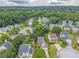 An aerial view showcases a residential neighborhood with mature trees and well-maintained lawns at 3623 Thurleston Sw Ct, Marietta, GA 30008