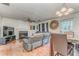 Spacious living room with hardwood floors, fireplace, and sliding glass door at 3623 Thurleston Sw Ct, Marietta, GA 30008