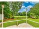 Covered back porch with views of expansive green lawn and a tranquil backyard, creating an inviting outdoor space at 8140 Wood St Se, Covington, GA 30014