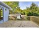 Spacious backyard deck with wooden railings overlooking green landscape with mature trees at 1450 Walker Se St, Smyrna, GA 30080