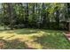 Spacious backyard featuring lush green lawn and mature trees providing ample shade at 553 Collingwood Dr, Decatur, GA 30032